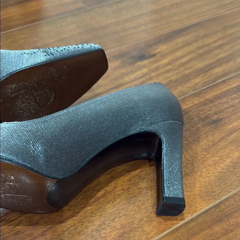 Stuart Weitzman Silver Pewter Jeweled  Heels with Metallic Finish Size 7 1/2